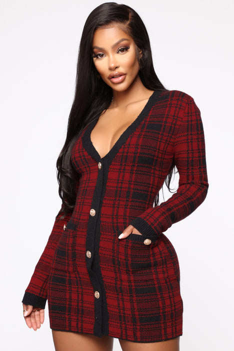 Power Hour Plaid Mini Dress - Red/Black ...